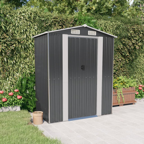 Sheds Summerhouses Carports Garden Shed Anthracite 192X108x223 Cm Galvanised Steel