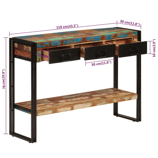 Tables Console Table 110X30x76 Cm Solid Wood Reclaimed