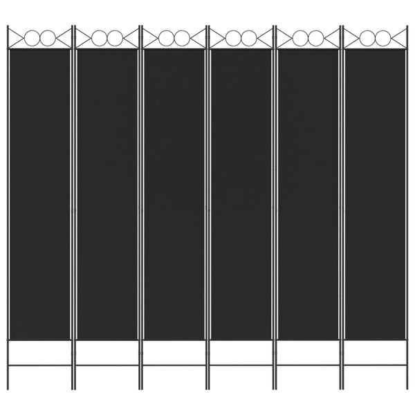 Screens & Room Dividers 6 Panel Room Divider Black 240X220 Cm Fabric