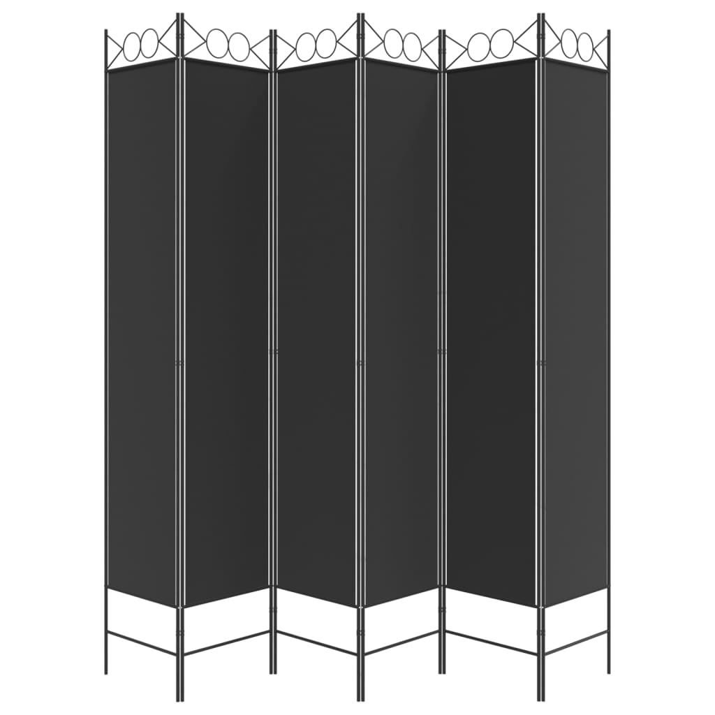 Screens & Room Dividers 6 Panel Room Divider Black 240X220 Cm Fabric