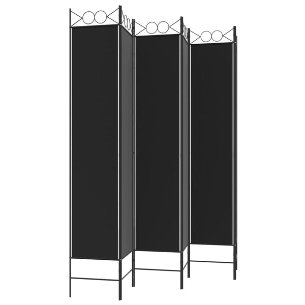 Screens & Room Dividers 6 Panel Room Divider Black 240X220 Cm Fabric