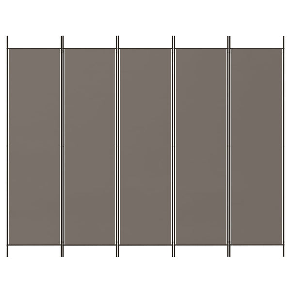 5-Panel Room Divider Anthracite 250X200 Cm Fabric