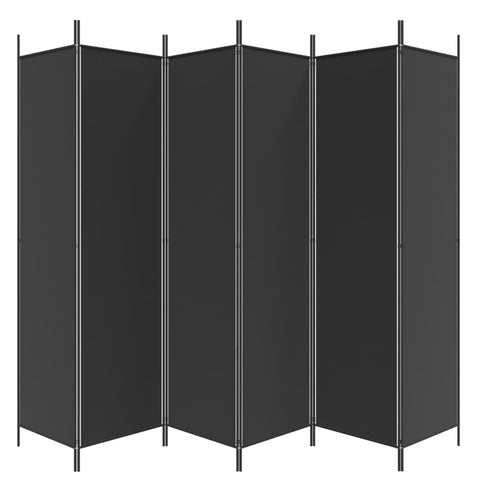 Screens & Room Dividers 6 Panel Room Divider Black 300X200 Cm Fabric