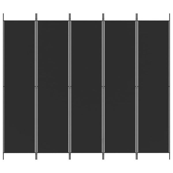 5-Panel Room Divider Black 250X220 Cm Fabric