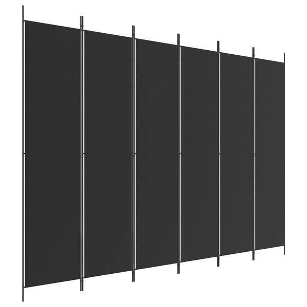 Screens & Room Dividers 6 Panel Room Divider Black 300X220 Cm Fabric