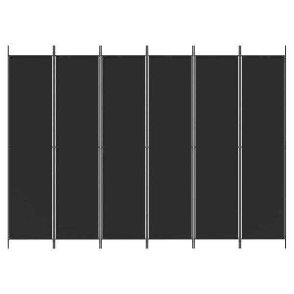 Screens & Room Dividers 6 Panel Room Divider Black 300X220 Cm Fabric