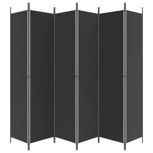 Screens & Room Dividers 6 Panel Room Divider Black 300X220 Cm Fabric