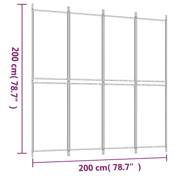 Screens & Room Dividers 4 Panel Room Divider White 200X200 Cm Fabric