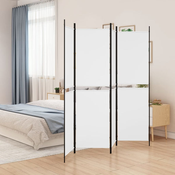 Screens & Room Dividers 4 Panel Room Divider White 200X200 Cm Fabric