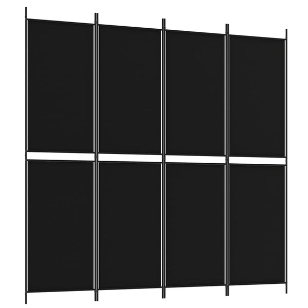 4-Panel Room Divider Black 200X200 Cm Fabric