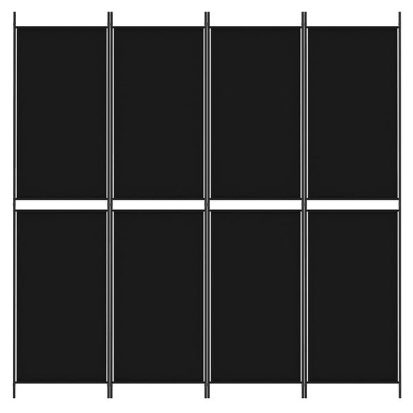 4-Panel Room Divider Black 200X200 Cm Fabric
