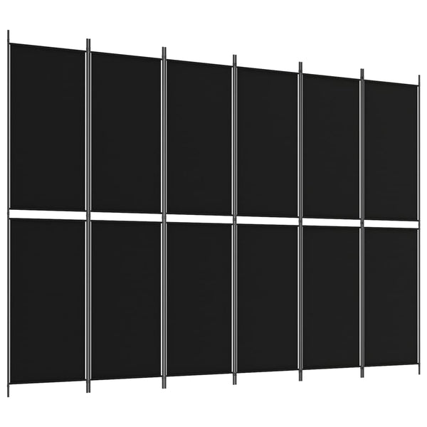 Screens & Room Dividers 6 Panel Room Divider Black 300X220 Cm Fabric