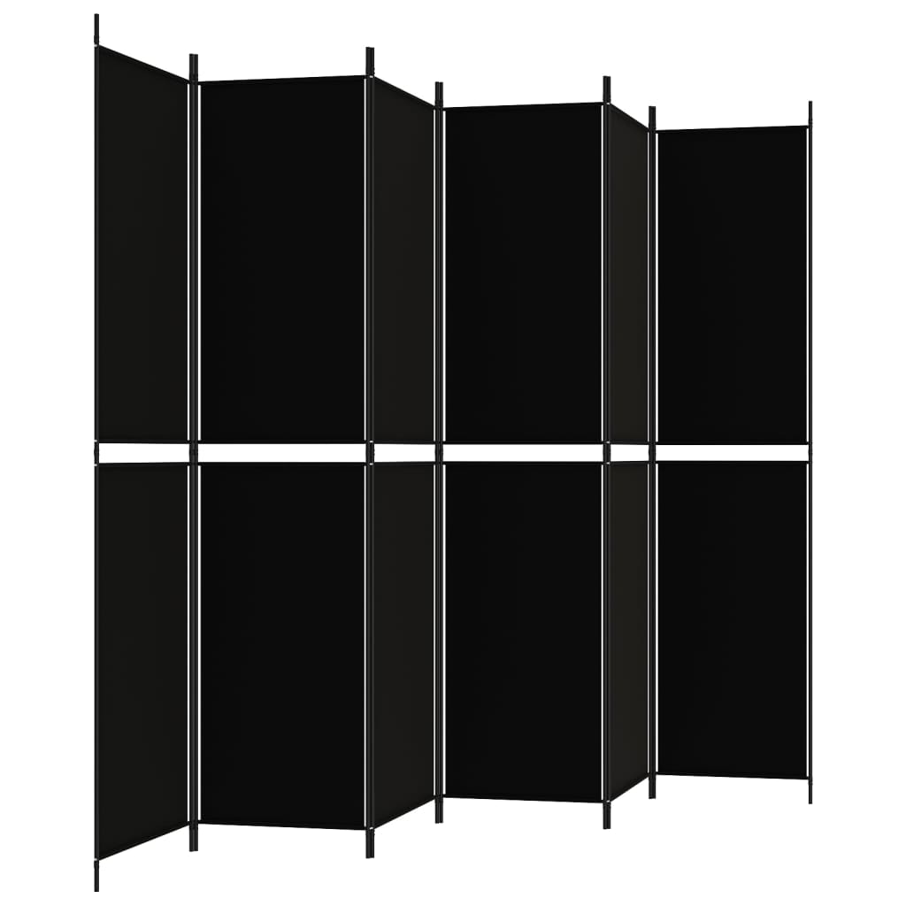 Screens & Room Dividers 6 Panel Room Divider Black 300X220 Cm Fabric