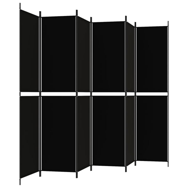 Screens & Room Dividers 6 Panel Room Divider Black 300X220 Cm Fabric