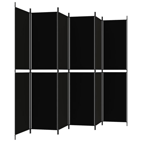 Screens & Room Dividers 6 Panel Room Divider Black 300X220 Cm Fabric