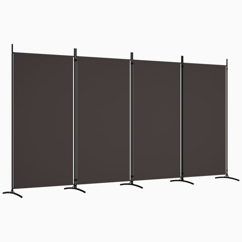 Screens & Room Dividers 4 Panel Room Divider Brown 346X180 Cm Fabric