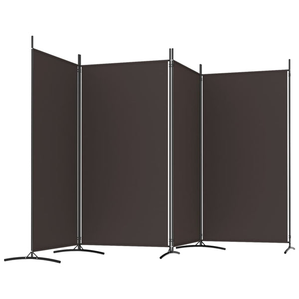 Screens & Room Dividers 4 Panel Room Divider Brown 346X180 Cm Fabric