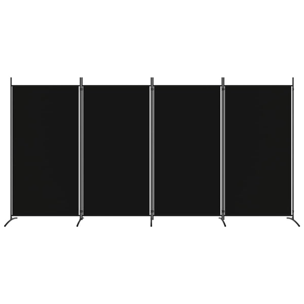 4-Panel Room Divider Black 346X180 Cm Fabric