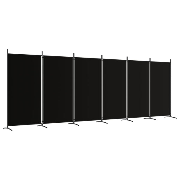 Screens & Room Dividers 6 Panel Room Divider Black 520X180 Cm Fabric