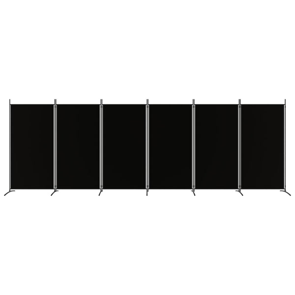 Screens & Room Dividers 6 Panel Room Divider Black 520X180 Cm Fabric