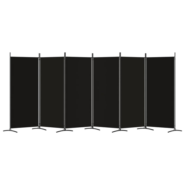 Screens & Room Dividers 6 Panel Room Divider Black 520X180 Cm Fabric