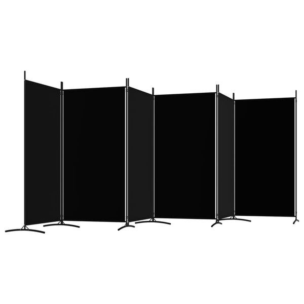 Screens & Room Dividers 6 Panel Room Divider Black 520X180 Cm Fabric