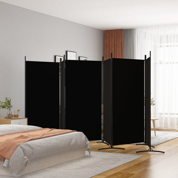 Screens & Room Dividers 6 Panel Room Divider Black 520X180 Cm Fabric