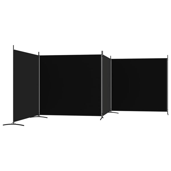 4-Panel Room Divider Black 698X180 Cm Fabric