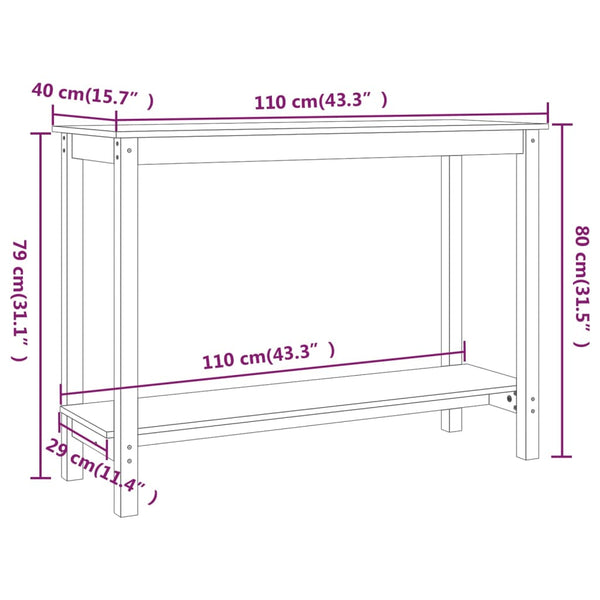 Hall Tables Console Table 110X40x80 Cm Solid Wood Pine