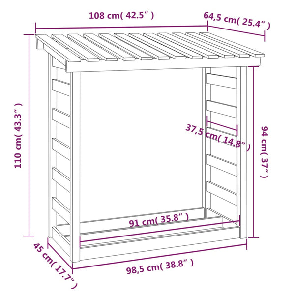 Fireplace & Stove Accessories Firewood Rack 108X64.5X110 Cm Solid Wood Pine