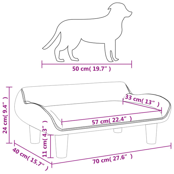 Pet Beds Dog Bed Light Grey 70X40x24 Cm Velvet