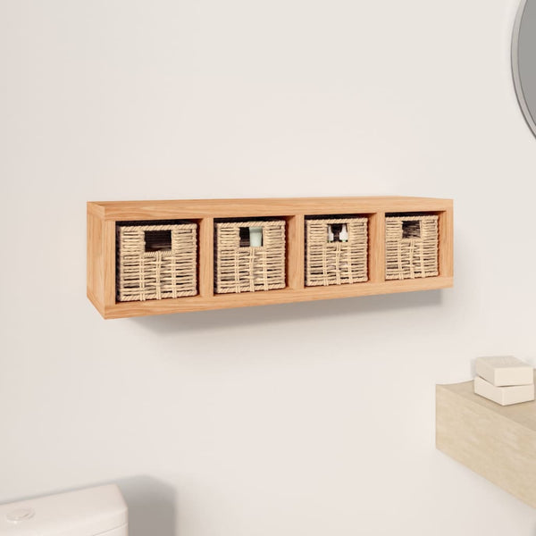 Bookshelves Wall Shelf With Baskets 62X18x16 Cm Solid Wood Walnut