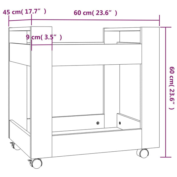 Filing Cabinets Desk Trolley Black 60X45x60 Cm Engineered Wood