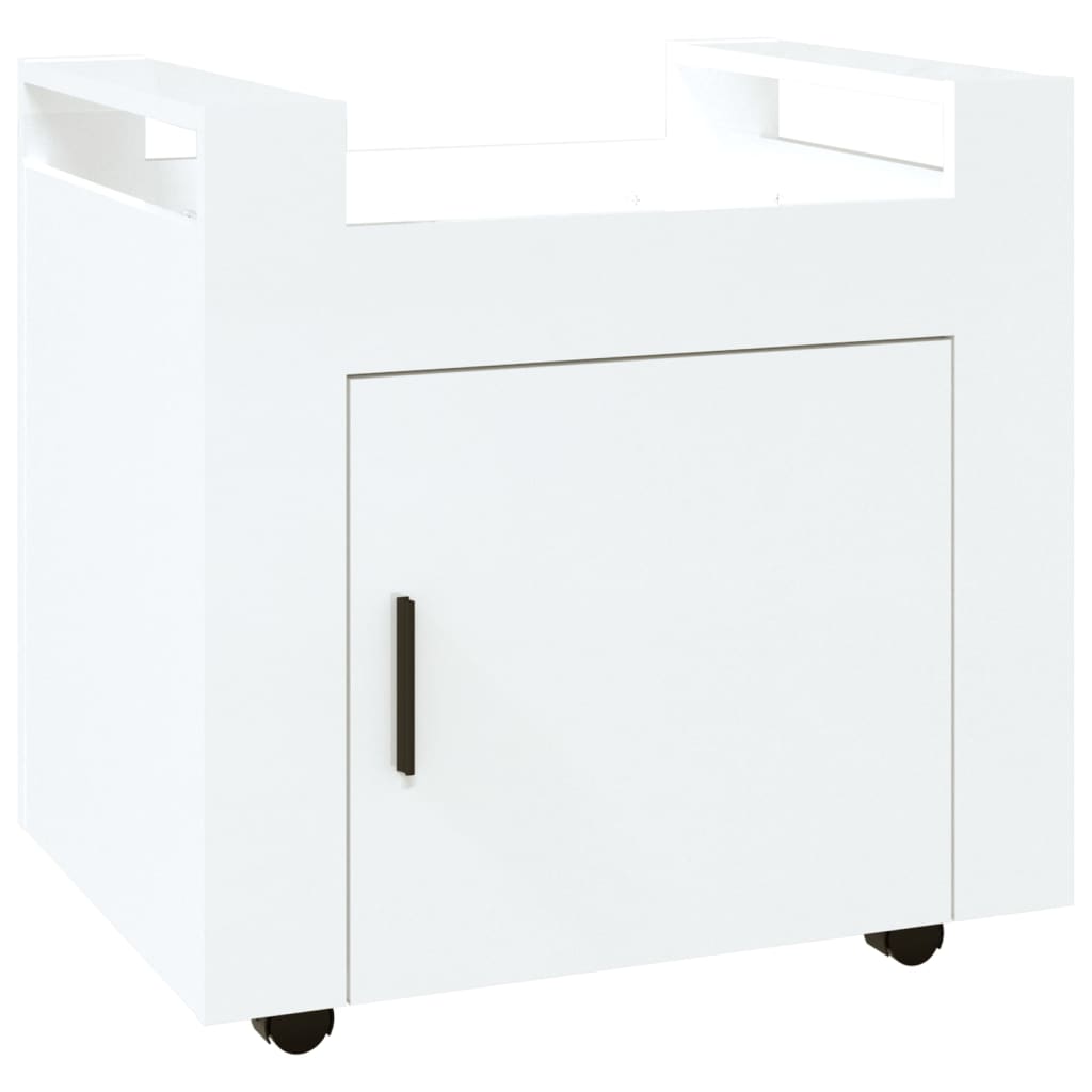 Home Office Desks Desk Trolley High Gloss White 60X45x60 Cm Engineered Wood