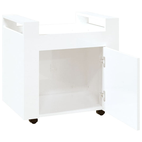 Home Office Desks Desk Trolley High Gloss White 60X45x60 Cm Engineered Wood