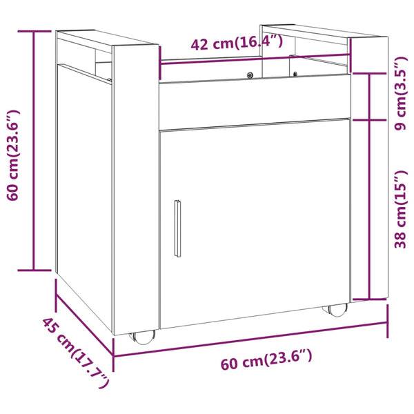 Home Office Desks Desk Trolley High Gloss White 60X45x60 Cm Engineered Wood