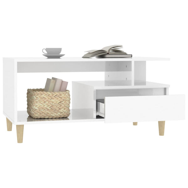 Coffee Tables Coffee Table High Gloss White 90X49x45 Cm Engineered Wood