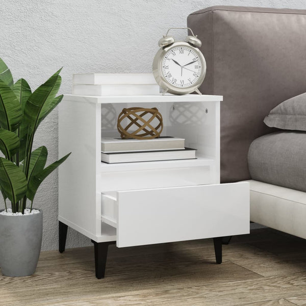 Bedside Tables Bedside Cabinet High Gloss White 40X35x50 Cm