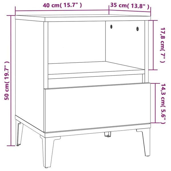 Bedside Tables Bedside Cabinet High Gloss White 40X35x50 Cm