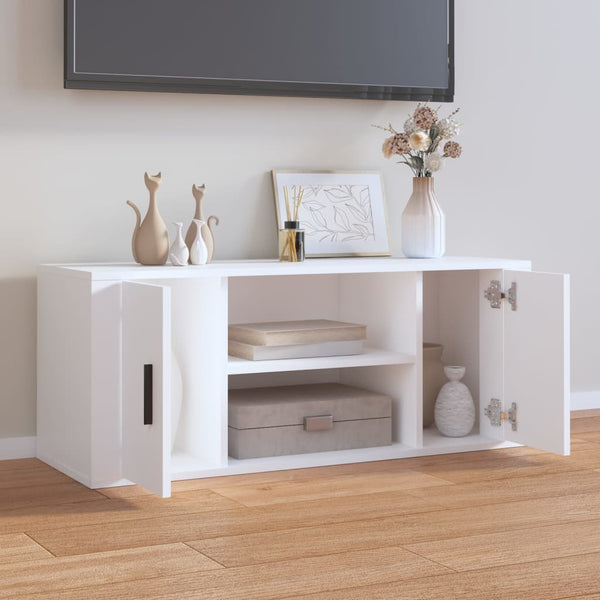 TV Stands & Entertainment Units Tv Cabinet White 100X35x40 Cm Engineered Wood