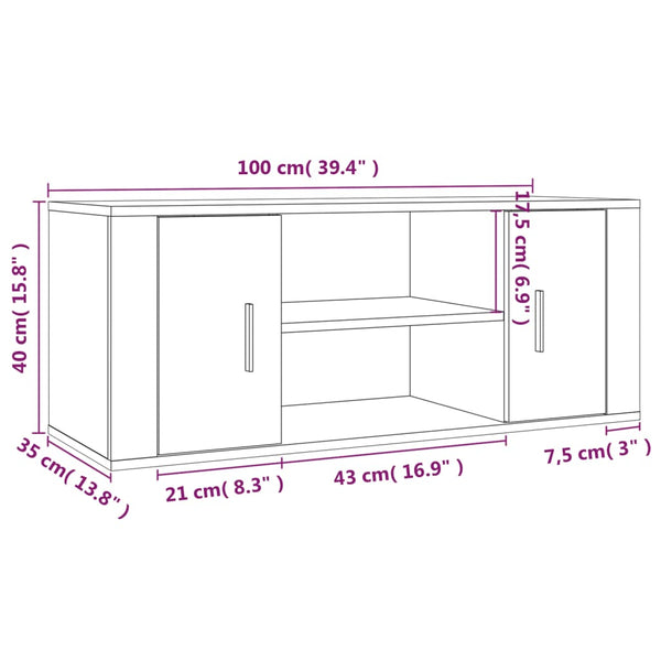 TV Stands & Entertainment Units Tv Cabinet White 100X35x40 Cm Engineered Wood