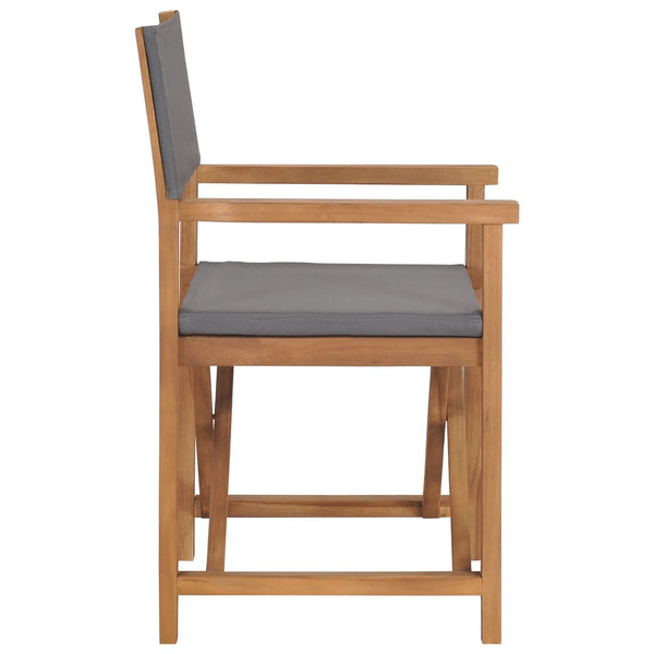 Patio Chairs Director's Chairs 2 Pcs Solid Wood Teak Grey