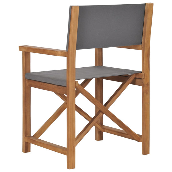 Patio Chairs Director's Chairs 2 Pcs Solid Wood Teak Grey