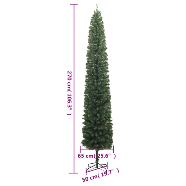 Seasonal Decorations Slim Christmas Tree With Stand 270 Cm Pvc