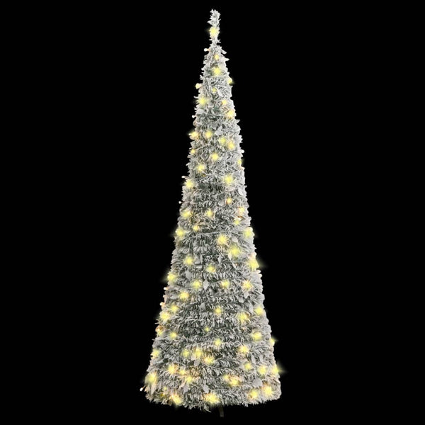 Seasonal Decorations Artificial Christmas Tree Pop Up Flocked Snow 100 Leds 150 Cm