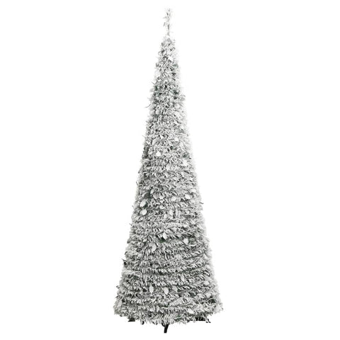 Seasonal Decorations Artificial Christmas Tree Pop Up Flocked Snow 100 Leds 150 Cm