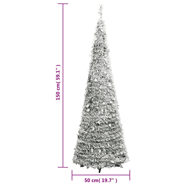 Seasonal Decorations Artificial Christmas Tree Pop Up Flocked Snow 100 Leds 150 Cm