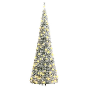 Seasonal Decorations Artificial Christmas Tree Pop Up Flocked Snow 150 Leds 180 Cm