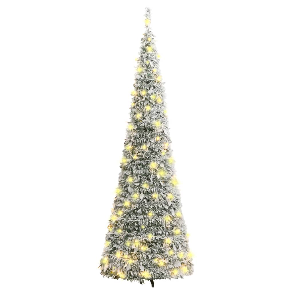 Seasonal Decorations Artificial Christmas Tree Pop Up Flocked Snow 200 Leds 210 Cm