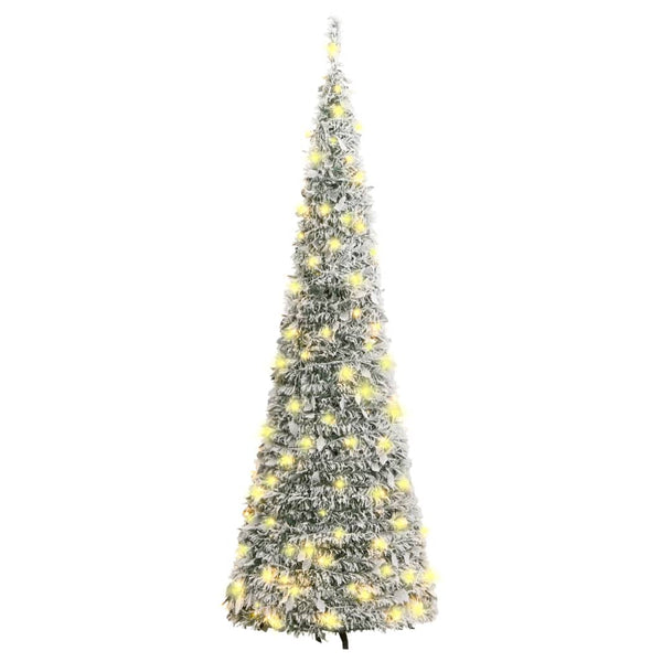 Seasonal Decorations Artificial Christmas Tree Pop Up Flocked Snow 200 Leds 210 Cm